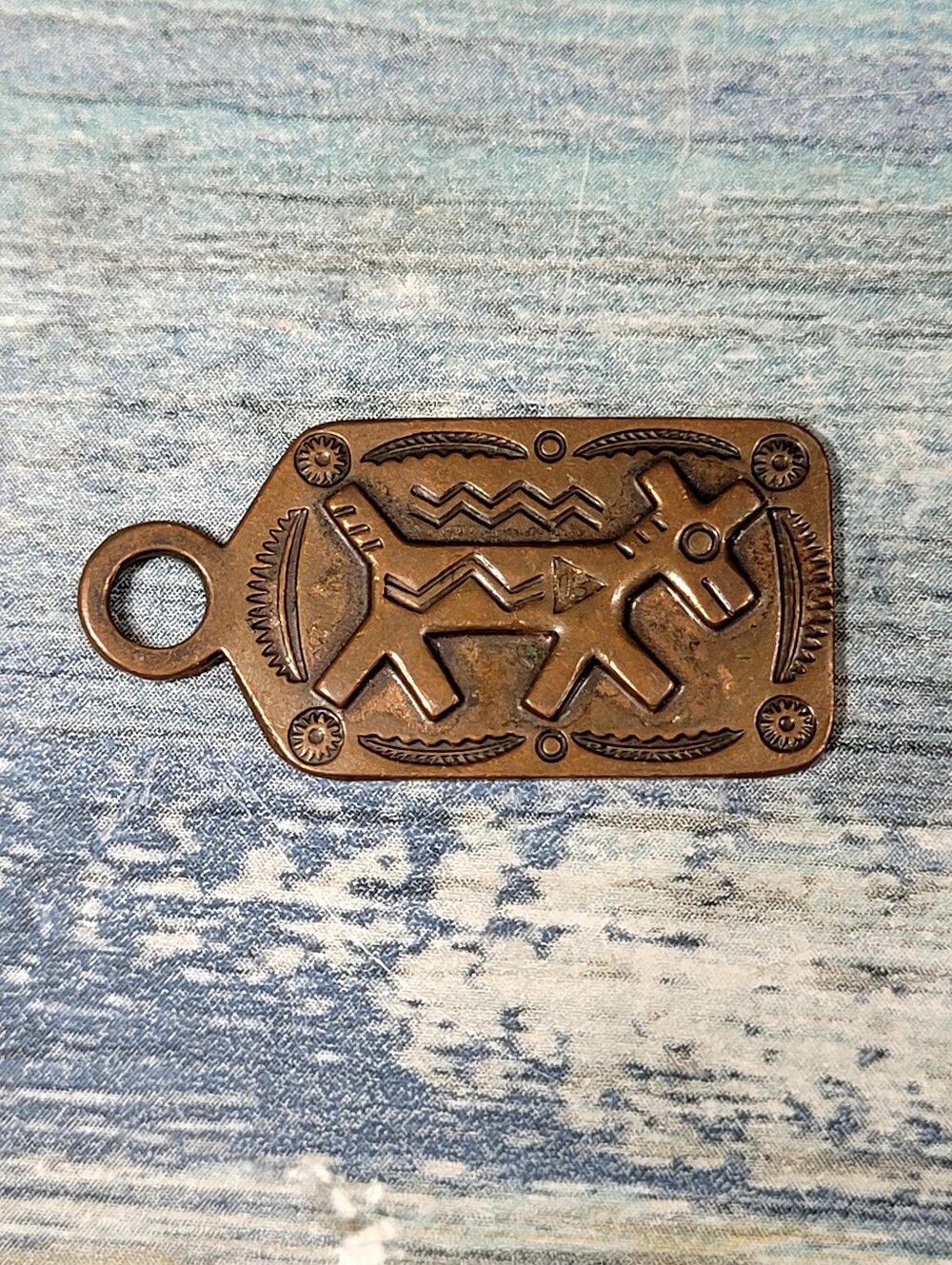 Copper tag Dog Motif.